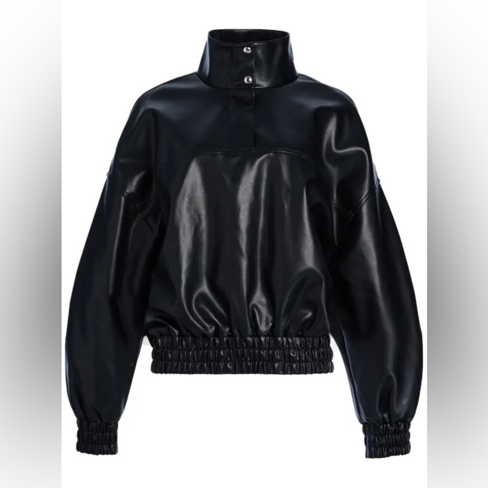 SER.O.YA Mia  Black Vegan Leather Pullover Jacket
